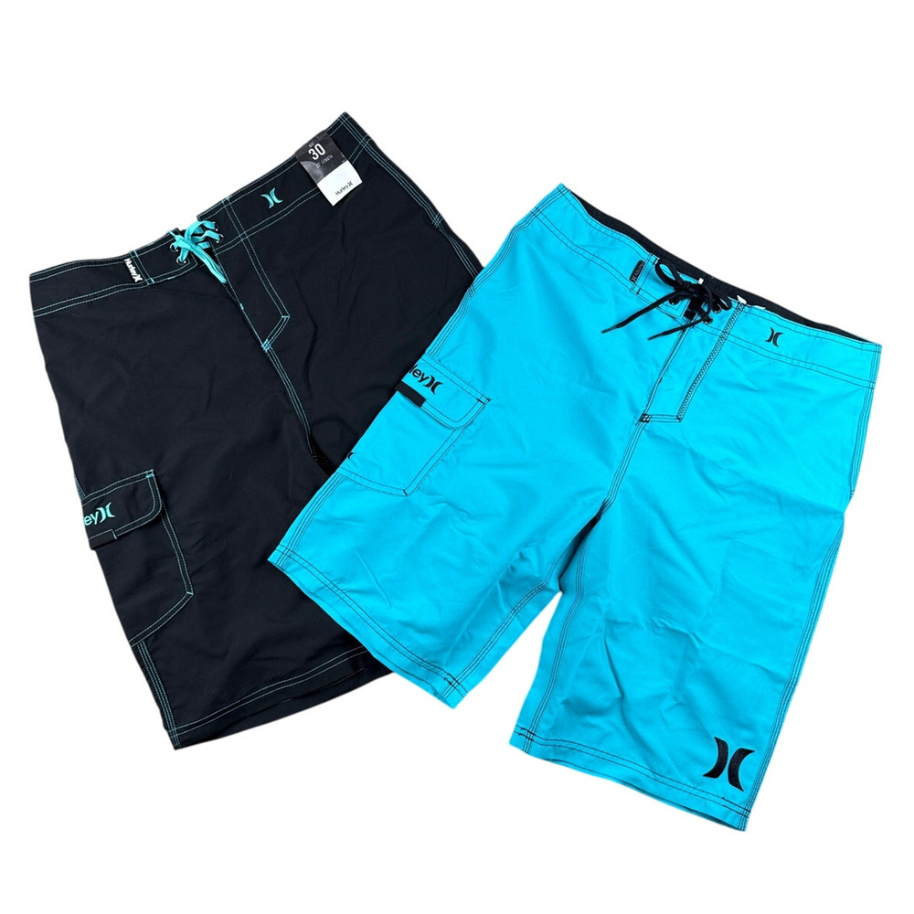 Hurley Boardshort One and Only Mens 30 x 22 Swim Trunks Bundle Black Blue